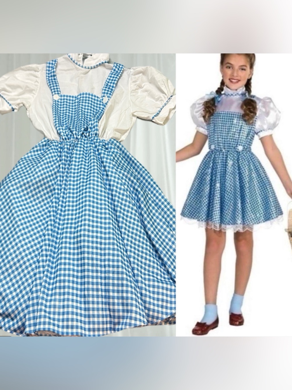 Wizard Of Oz Blue Gingham Pinafore Costume Dress One Size